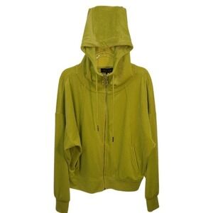 TRUTH by REPUBLIC Women's Velour Zip Hoodie Lime Green Size L